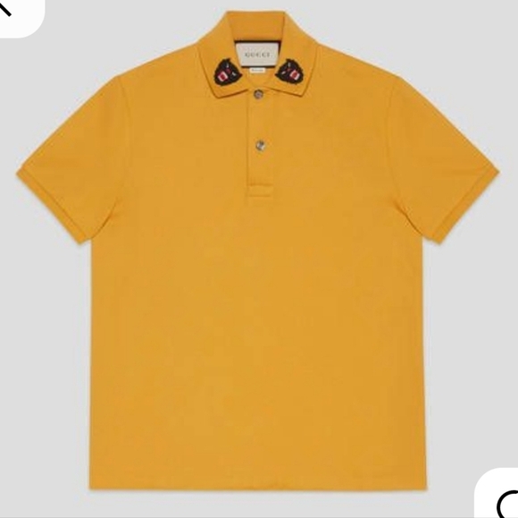 Gucci Kids Yellow Cotton Panther Embroidery Polo Kids XXL - Picture 3 of 15